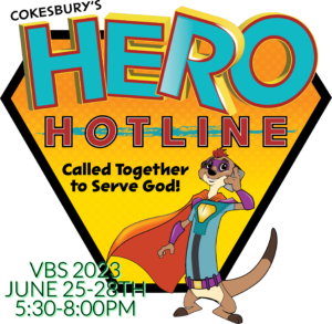 A poster explaining that vacation bible school is coming up in June. It will be held on the week of June 25th through the 28th from five thirty until eight in the evening.